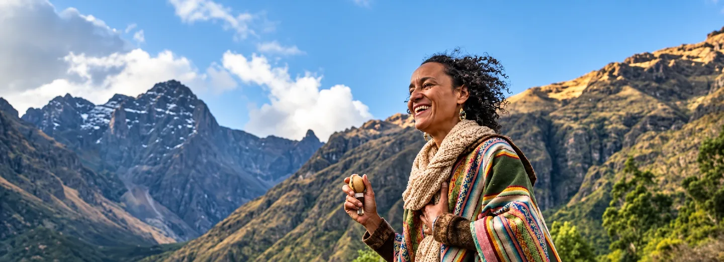 Ananda laughing in the Andes